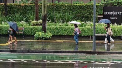 Sabtu, sebagian Ibukota Indonesia diperkirakan hujan pada siang hari