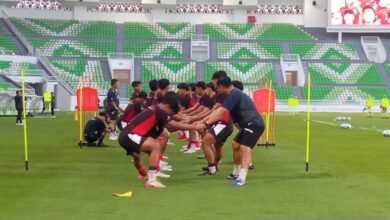 Indonesia U17 latihan perdana di area area Stadion Utama Sumut