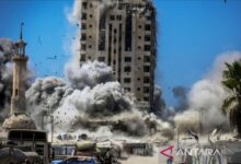 tanah tanah Israel hancurkan lagi menara hunian warga Palestina pada Perkotaan Daerah Daerah Gaza