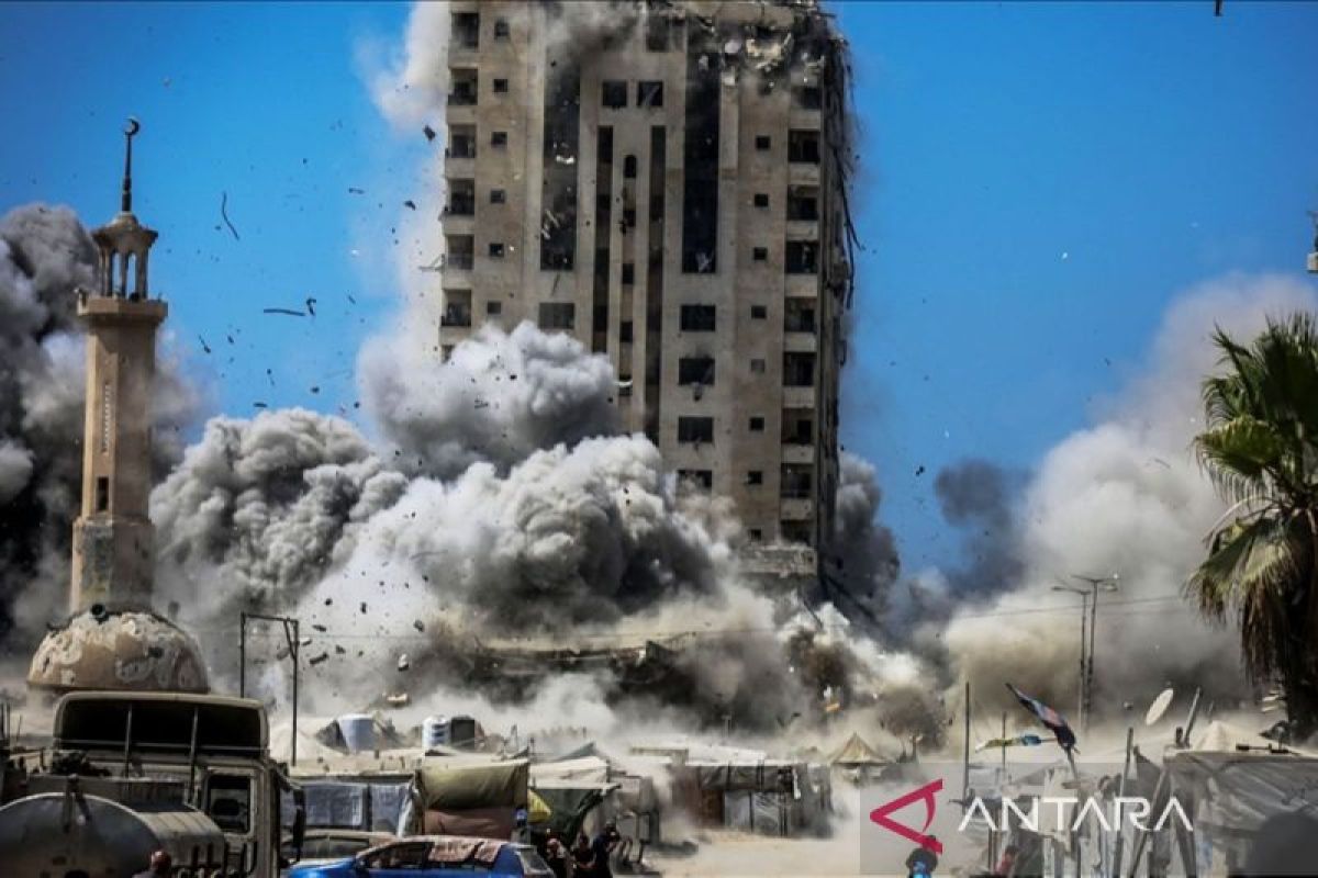 tanah tanah Israel hancurkan lagi menara hunian warga Palestina pada Perkotaan Daerah Daerah Gaza