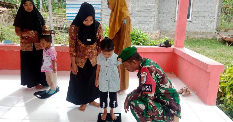 Perkuat Intervensi Keseimbangan Desa, Babinsa Kodim 1427/Pasangkayu Turun Langsung ke Posyandu ke Dua Kecamatan